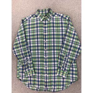 Vineyard Vines 100% Cotton Button Down WHALE Shirt‎ (Men's Large) Green/Blue